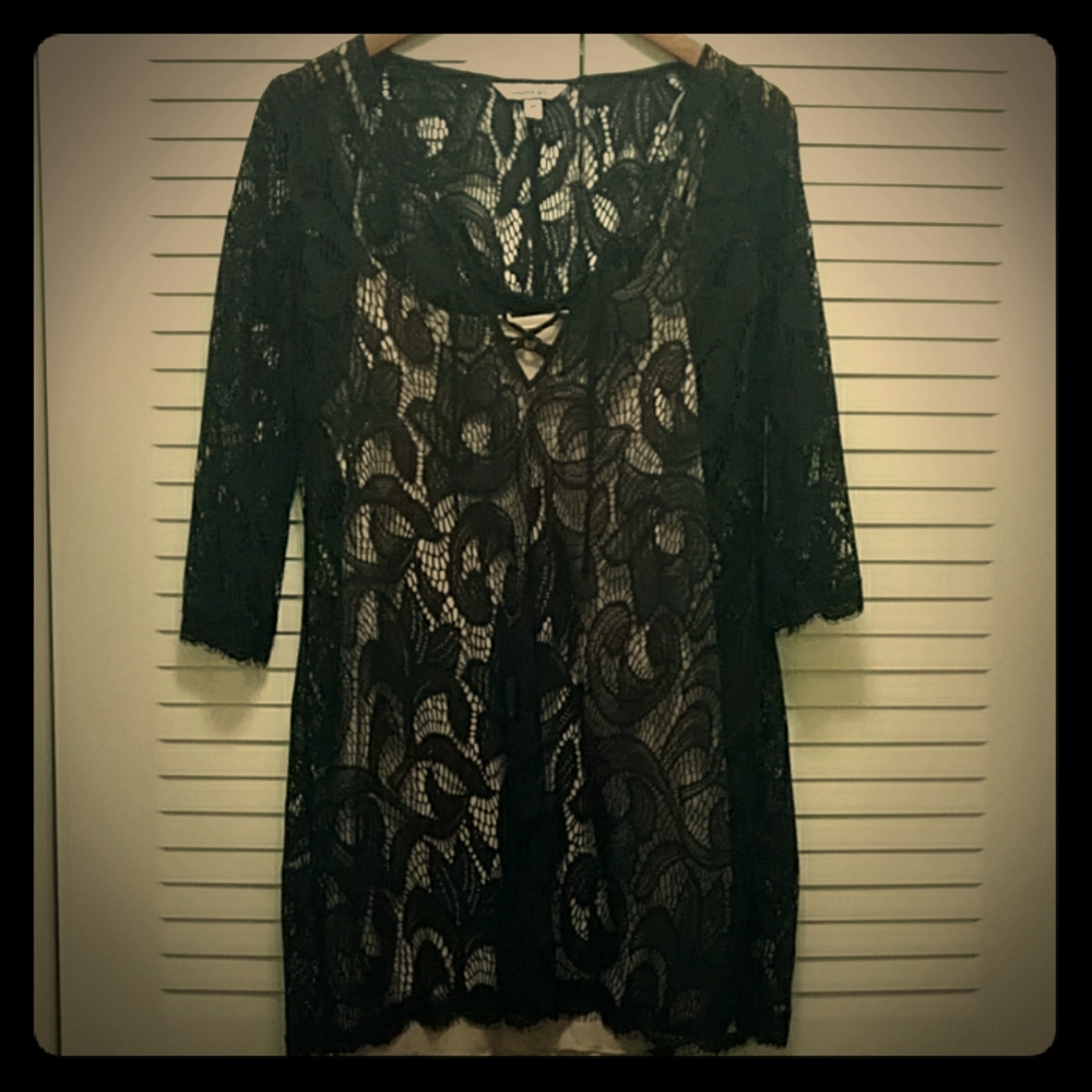 Black lace mini dress